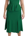 Dolce & Gabbana Green Heart Patch Mermaid Midi Viscose Dress