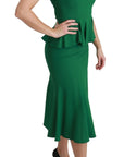 Dolce & Gabbana Green Heart Patch Mermaid Midi Viscose Dress