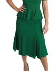 Dolce & Gabbana Green Heart Patch Mermaid Midi Viscose Dress