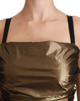 Dolce & Gabbana Nylon Bronze Bodycon Sheath Mini Dress