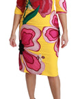 Dolce & Gabbana Yellow Floral Crystal Bodycon Sheath Dress