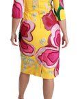 Dolce & Gabbana Yellow Floral Crystal Bodycon Sheath Dress