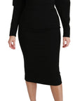 Dolce & Gabbana Black Bodycon Sheath Midi Stretch Dress