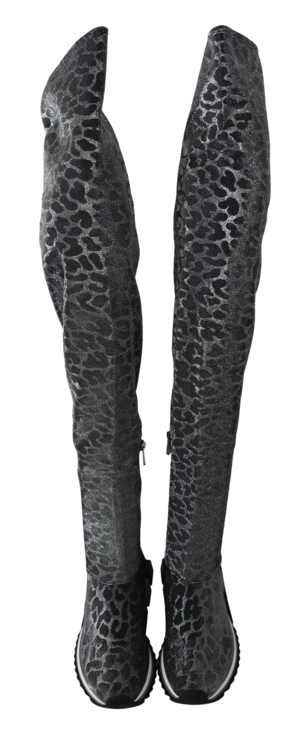 Dolce &amp; Gabbana Gray Leopard High Top Sneakers Booties Shoes