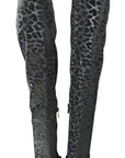 Dolce & Gabbana Gray Leopard High Top Sneakers Booties Shoes
