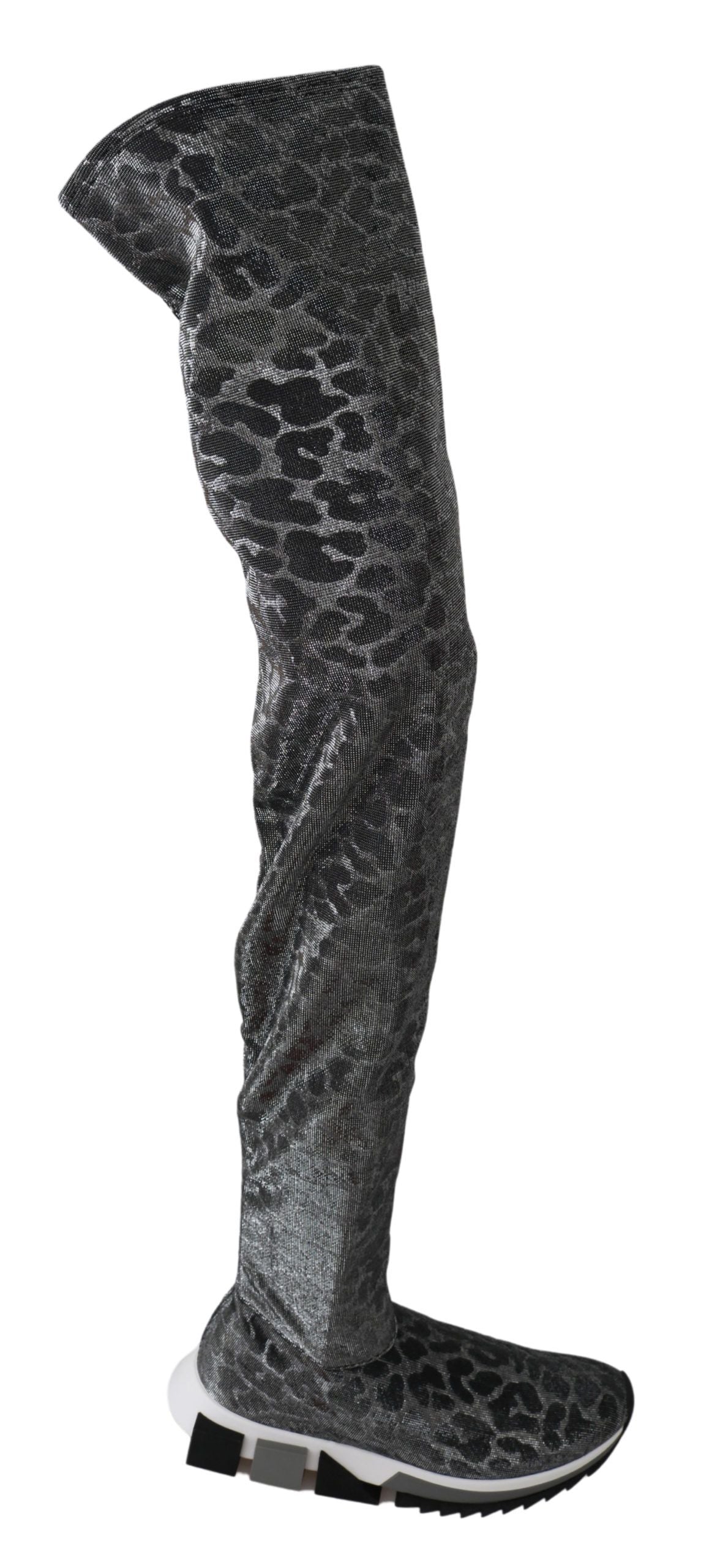 Dolce &amp; Gabbana Gray Leopard High Top Sneakers Booties Shoes