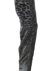 Dolce & Gabbana Gray Leopard High Top Sneakers Booties Shoes