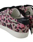 Dolce & Gabbana Pink Leopard Print Training Leather Flat Sneakers