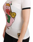 Dolce & Gabbana White YEAR OF THE PIG Top Cotton T-shirt
