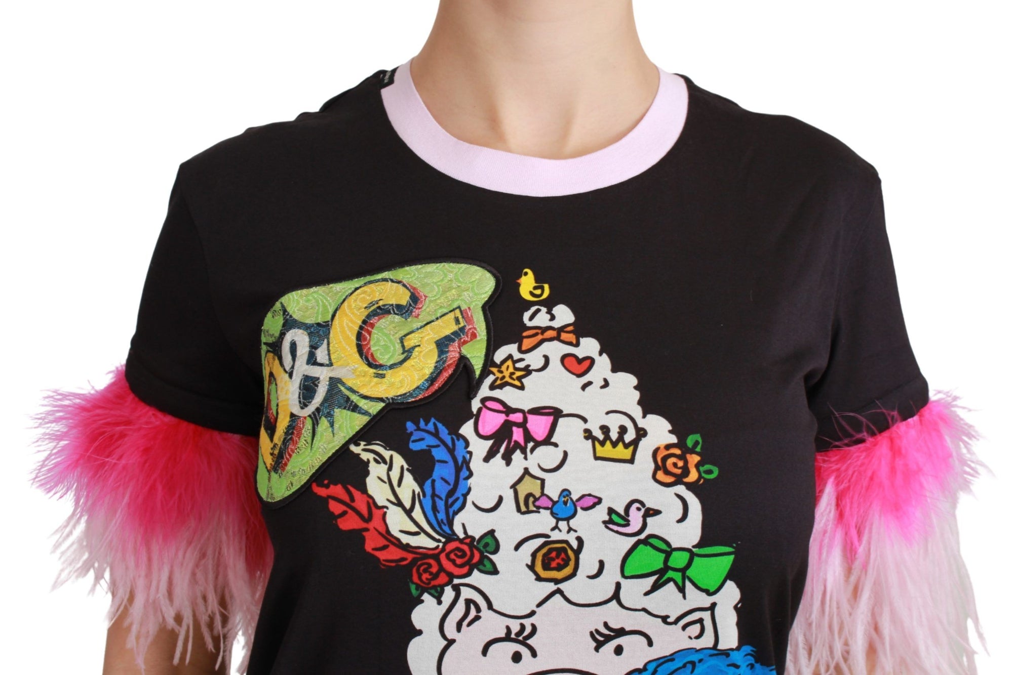 Dolce &amp; Gabbana Black YEAR OF THE PIG Top Cotton  T-shirt