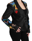 Dolce & Gabbana Black Brocade Crystal Blazer Jacket