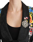 Dolce & Gabbana Black Brocade Crystal Blazer Jacket