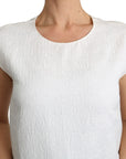 Dolce & Gabbana White Floral Brocade Blouse Cotton Top