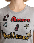 Dolce & Gabbana Gray Cotton Amore e Bellezza Top T-shirt