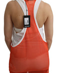 Dsquared² Orange White Crewneck Sleeveless Tank T-shirt Dress Top