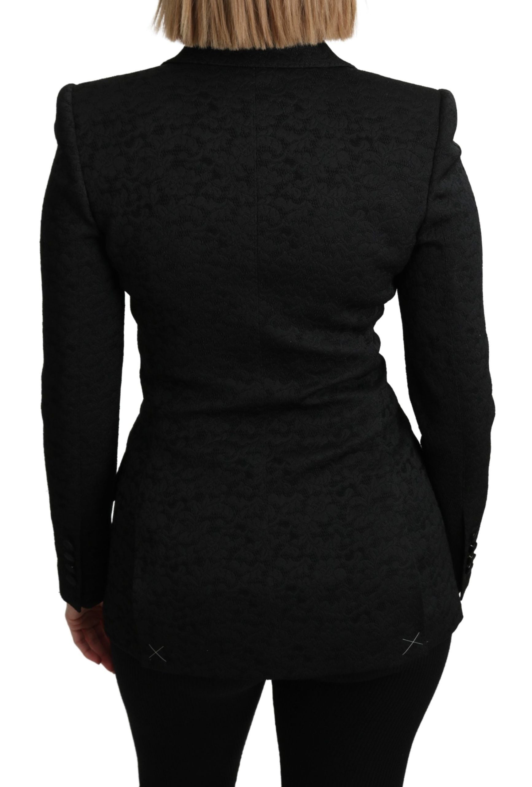 Dolce &amp; Gabbana Black Brocade Single Breasted Blazer Jacket