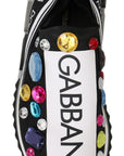 Dolce & Gabbana Black Multicolor Crystal Sneakers Shoes