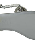 Dolce & Gabbana Silver Crystal Sandals Flip Flops Shoes
