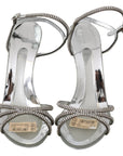 Dolce & Gabbana Silver Crystal Ankle Strap Sandals Shoes