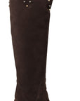 Dolce & Gabbana Brown Suede Studded Knee High Shoes Boots