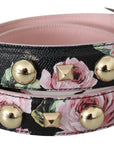 Dolce & Gabbana Pink Floral Leather Stud Accessory Shoulder Strap