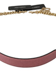 Dolce & Gabbana Pink Leather Gold Chain Accessory Shoulder Strap