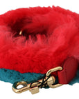 Dolce & Gabbana Red Blue Rabbit Fur Leather Shoulder Strap