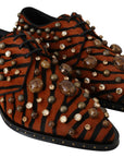 Dolce & Gabbana Orange Pony Hair Crystal Dress Broque Shoes
