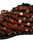 Dolce & Gabbana Orange Pony Hair Crystal Dress Broque Shoes