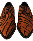 Dolce & Gabbana Orange Pony Hair Formal Dress Broque Shoes