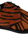 Dolce & Gabbana Orange Pony Hair Formal Dress Broque Shoes