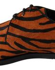 Dolce & Gabbana Orange Pony Hair Formal Dress Broque Shoes