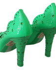 Dolce & Gabbana Green Crystal Floral Heels CINDERELLA Shoes