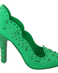 Dolce & Gabbana Green Crystal Floral Heels CINDERELLA Shoes
