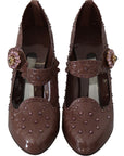 Dolce & Gabbana Brown Floral Crystal CINDERELLA Heels Shoes