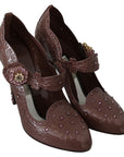 Dolce & Gabbana Brown Floral Crystal CINDERELLA Heels Shoes