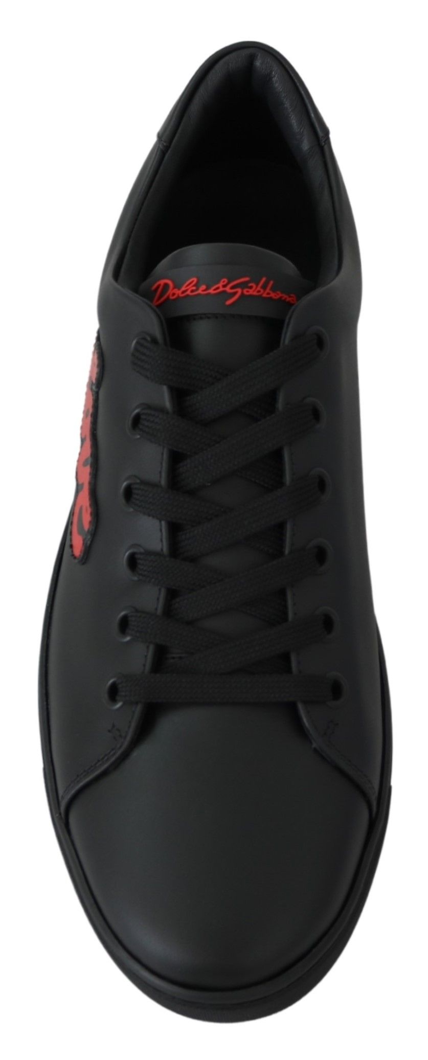 Dolce &amp; Gabbana Black Leather Love Heart Sneakers Womens Shoes