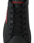 Dolce & Gabbana Black Leather Love Heart Sneakers Womens Shoes