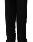Dolce & Gabbana Black Suede Knee High Flat Boots Shoes