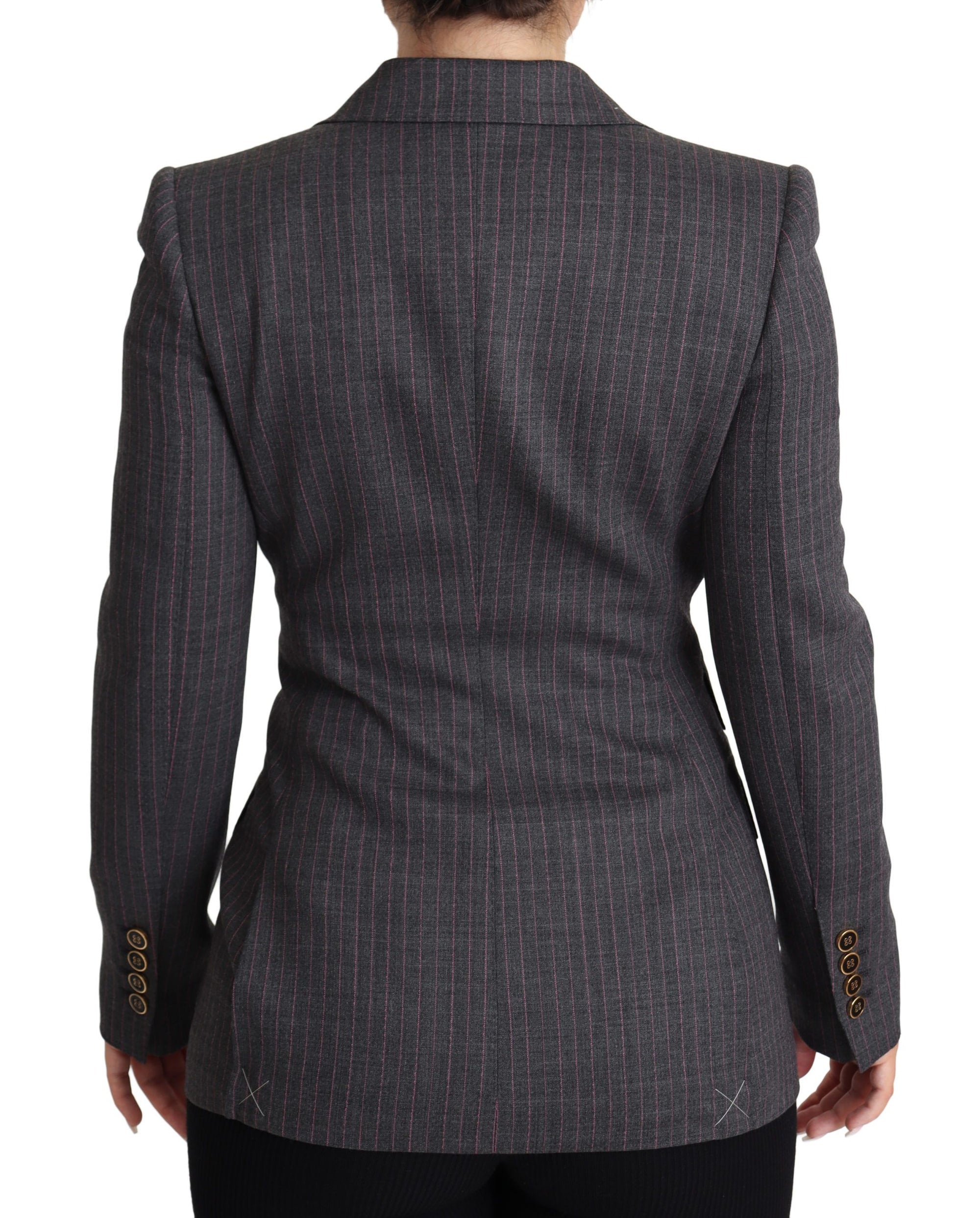 Dolce &amp; Gabbana Gray Single Breasted Fitted Blazer Wool Jacket