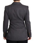 Dolce & Gabbana Gray Single Breasted Fitted Blazer Wool Jacket