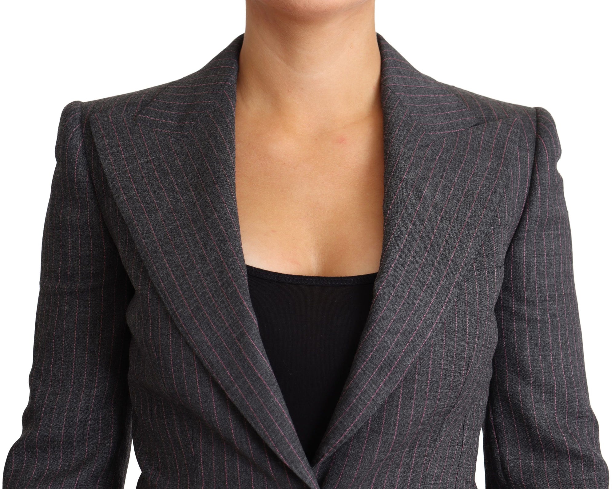 Dolce &amp; Gabbana Gray Single Breasted Fitted Blazer Wool Jacket