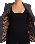 Dolce & Gabbana Gray Single Breasted Fitted Blazer Wool Jacket