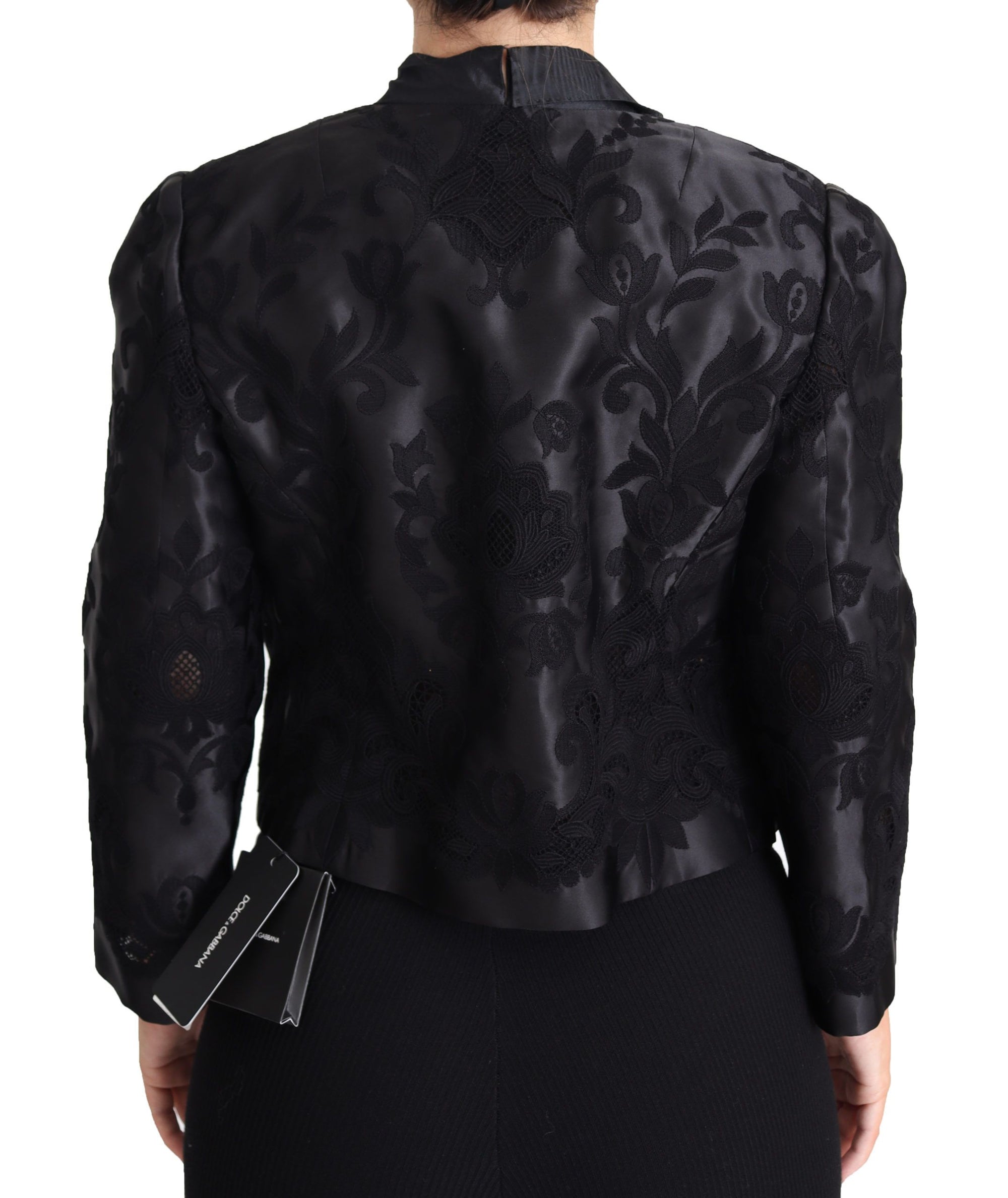 Dolce &amp; Gabbana Black Lace Sheer Corset Organza Silk Jacket