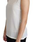 Dolce & Gabbana White Blouse Silk Lace Trimmed Sleeveless Top