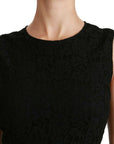 Dolce & Gabbana Black Floral Lace Sheath Gown Dress