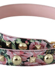 Dolce & Gabbana Pink Floral Gold Studs Bag Accessory Shoulder Strap