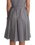 Dolce & Gabbana Blue Beige Geometric Cotton A-Line Dress