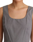 Dolce & Gabbana Blue Beige Geometric Cotton A-Line Dress