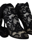 Dolce & Gabbana Black Taormina Lace Socks Boots Shoes Pumps
